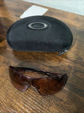 Oakley Brown Shield Sunglasses with Black Hard Case
